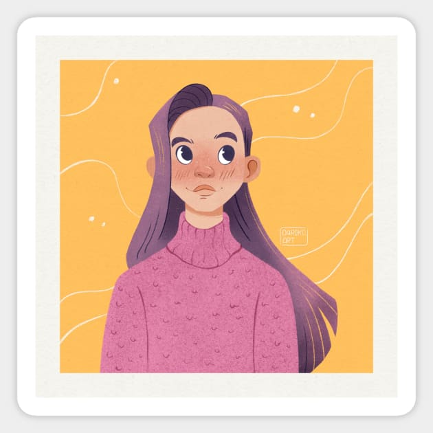 Sweater girl Sticker by dariko art